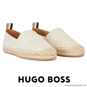 Queen Letizia wore Hugo Boss logo espadrilles with jute sole