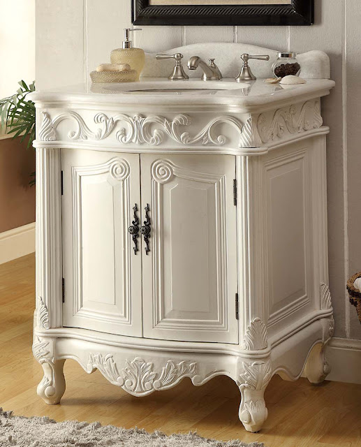 Adelina 27 inch Antique Bathroom Vanity White Finish