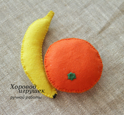 фрукты банан апельсин из фетра