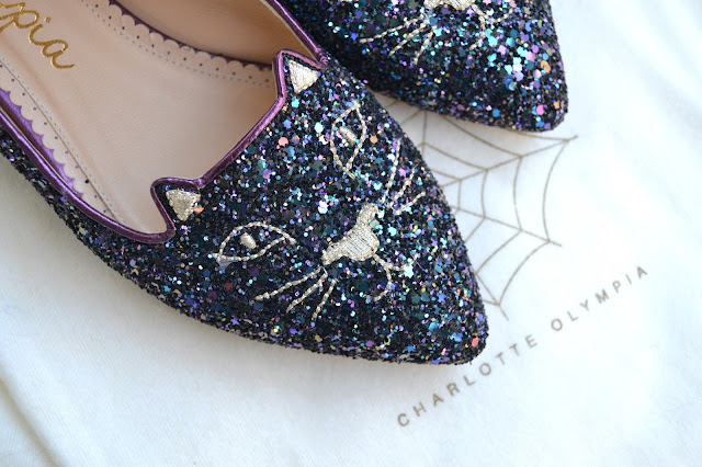 Charlotte Olympia Mid Century Glitter Kitty Flats