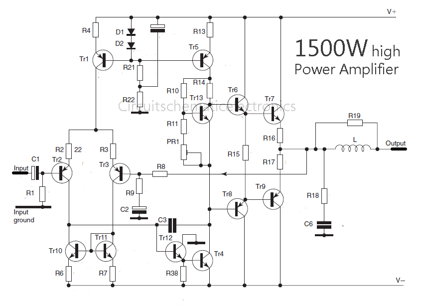 Circuit Diagram Of A 1500watt Inverter - 1500 Watt High Power Amplifier - Circuit Diagram Of A 150   0watt Inverter