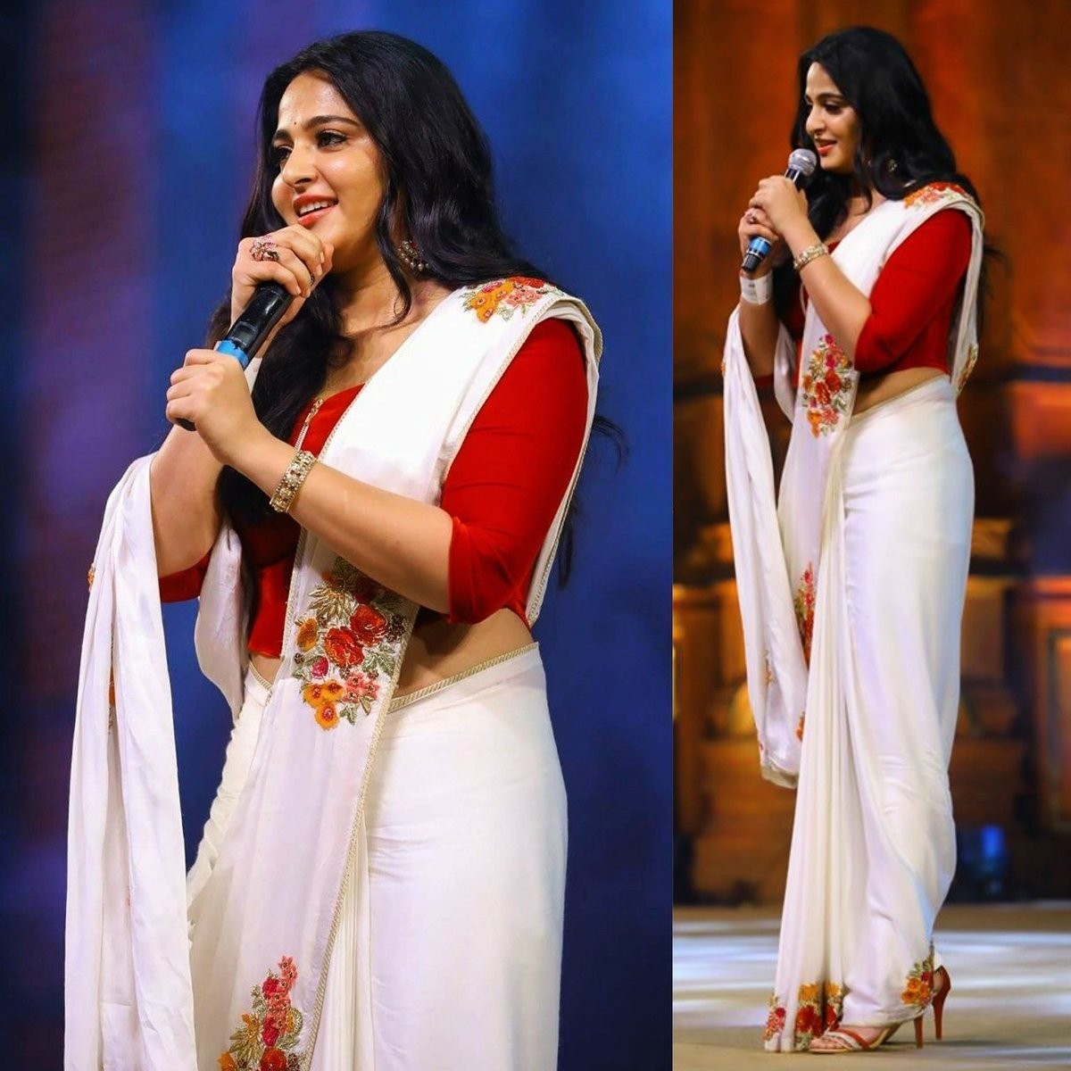 Actress AnushkaShetty Latest Images In White Saree