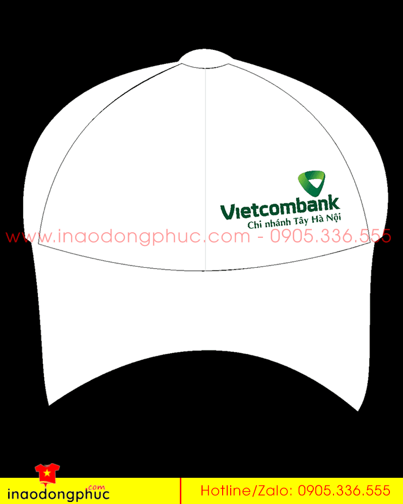In mũ lưỡi trai Ngân hàng Vietcombank Chi nhánh Tây Hà Nội