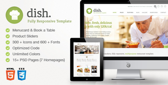 Dish Multipurpose Site Restaurant Template - Restaurants & Cafes Entertainment