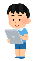 タブレットを使う人のイラスト（男の子）