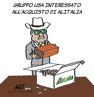 alitalia, cerberus, vendita, economia, vignetta, satira