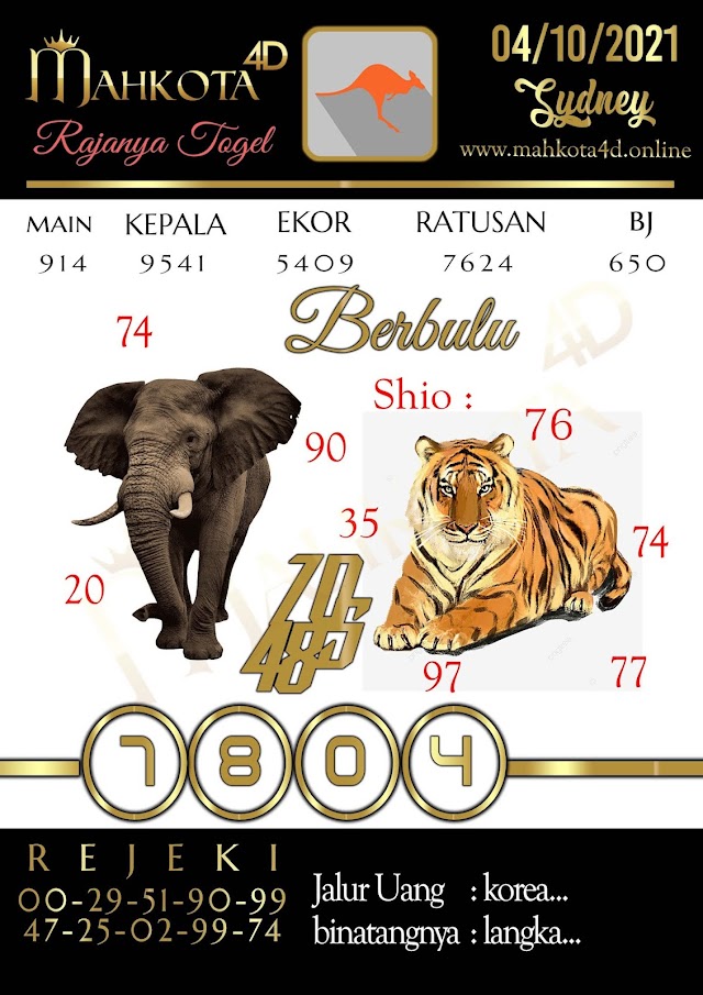 Syair Prediksi Jitu Sydney Pools - Togel Senin, 04 - Oktober - 2021