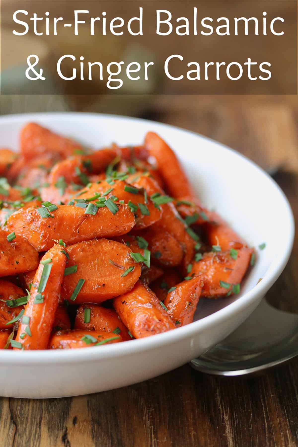 Stir-Fried Balsamic and Ginger Glazed Carrots in a bowl.