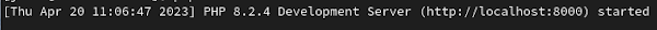 php testing server started
