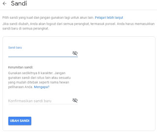 cara mengganti password email