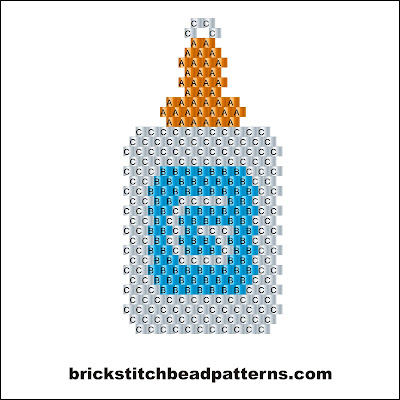 Free brick stitch seed bead earring pattern labeled color chart