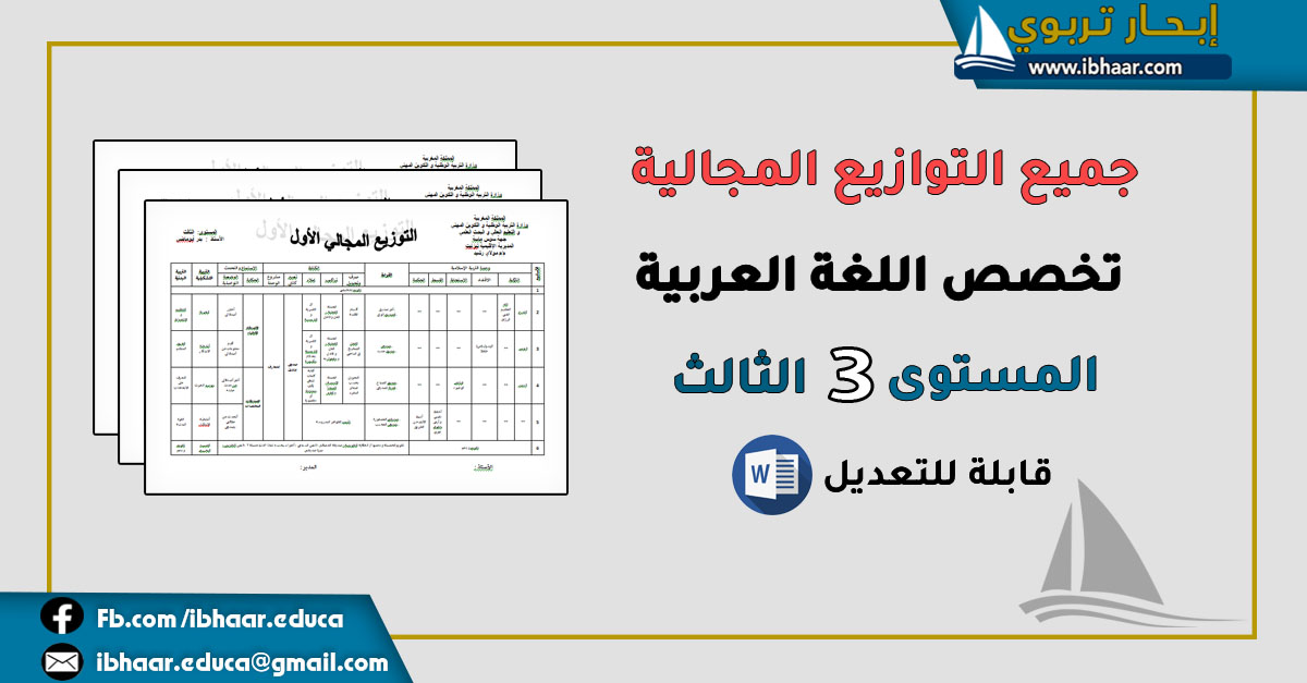 جميع التوازيع المجالية المستوى الثالث وفق المنهاج المنقح | قابلة للتعديل WORD