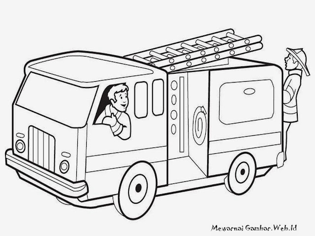 Gambar Mewarnai Mobil Pemadam Kebakaran Gambar Kartun di 