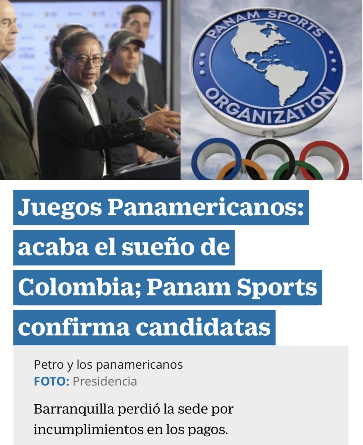 https://www.notasrosas.com/ Colombia pierde la sede de los Juegos Panamericanos