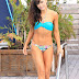 Karina Smirnoff takes in the rays in blue print bikini as she suns herself in Miami  