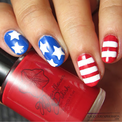  Stars and stripes nail vinyl manicure for the Fourth of July 
