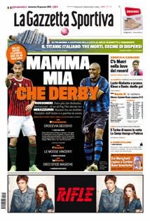 La Gazzetta dello Sport del 15 Gennaio 2012 | ISSN 1120-5067 | TRUE PDF | Quotidiano | Sport
La Gazzetta dello Sport è un quotidiano sportivo italiano, con sede a Milano. Insieme al Corriere dello Sport - Stadio e Tuttosport, è uno dei tre principali giornali sportivi d'Italia. È il primo quotidiano sportivo per numero di lettori nell'Italia centro-settentrionale, ed uno dei maggiori quotidiani italiani per tiratura e diffusione.