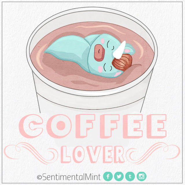 Café, coffee, lover, únicornio, unicorn, cute, kawaii, dibujo, ilustracion, sentimentalmint