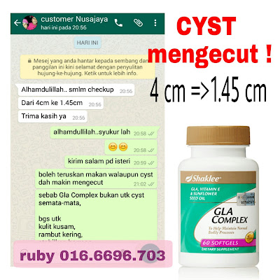 cyst mengecut dengan GLA COMPLEX