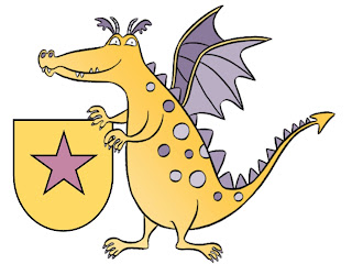 Ilbert the Dragon with a shield