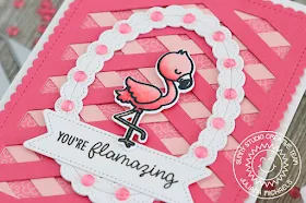 Sunny Studio Stamps: Frilly Frames Dies Fancy Frames Dies Fabulous Flamingos Happy Word Cards by Angelica Conrad and Juliana Michaels