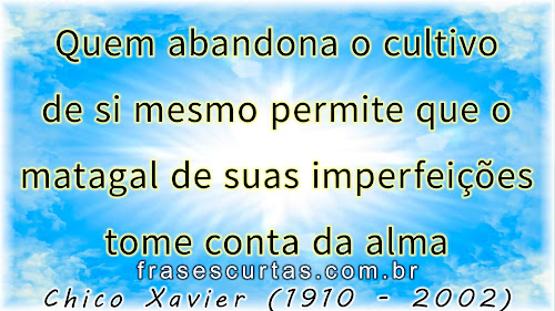 Quem abandona o cultivo de si mesmo permite que o matagal de suas imperfeições tome conta da alma