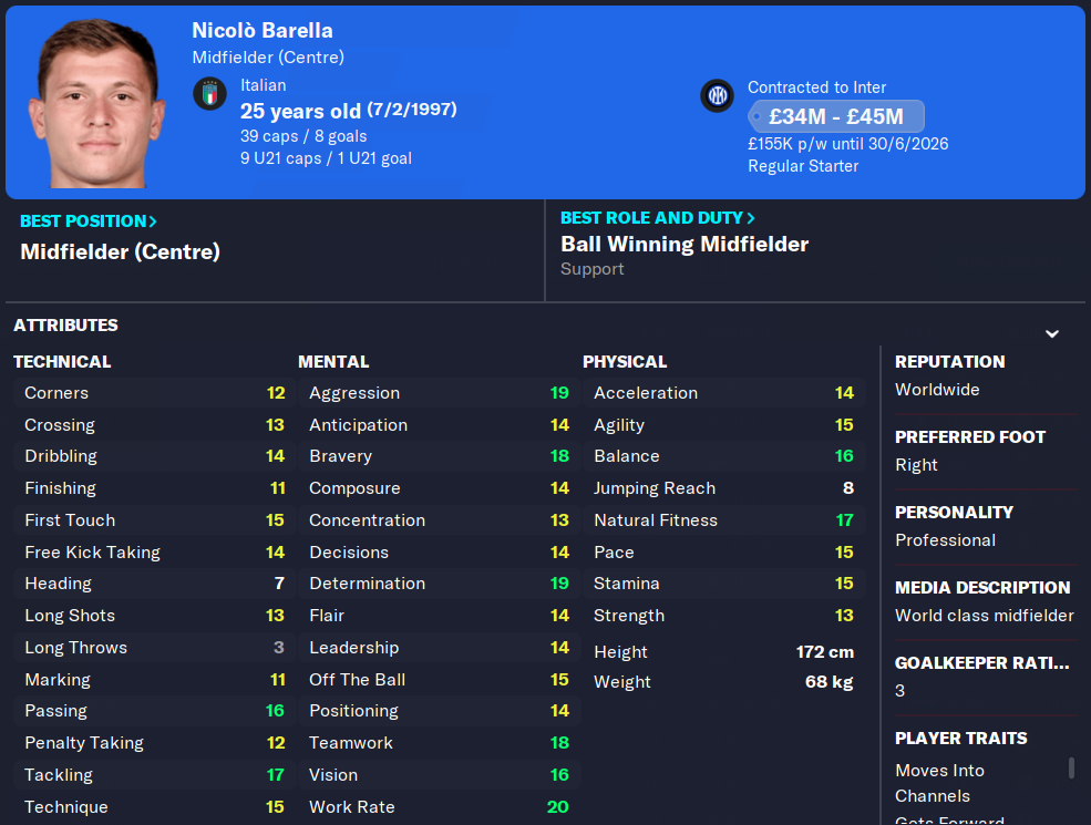 FM23 Nicolo Barella