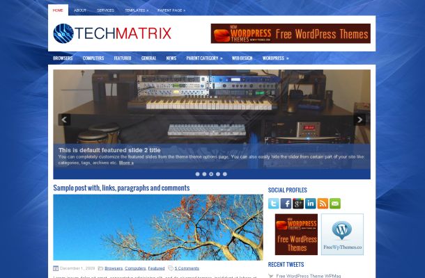 Free Matrix Blue Gadgets News Wordpress Theme