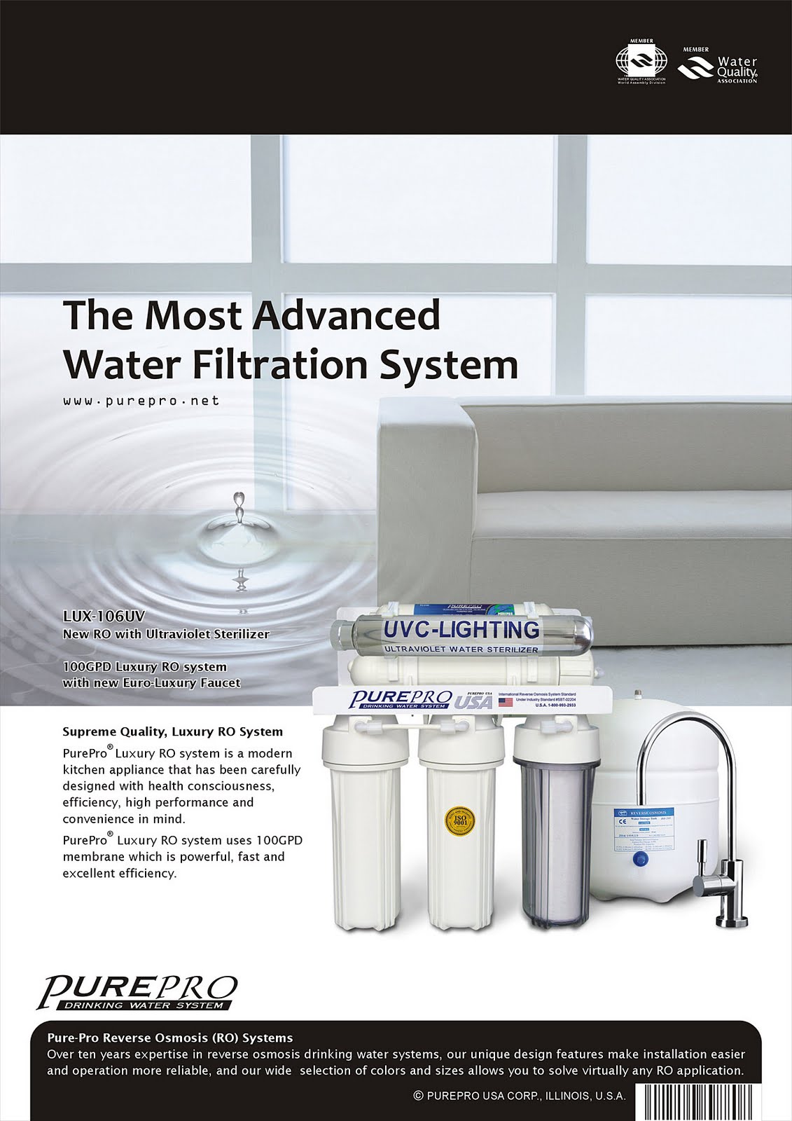 PurePro® LUX-106UV Reverse Osmosis Water Filtration System