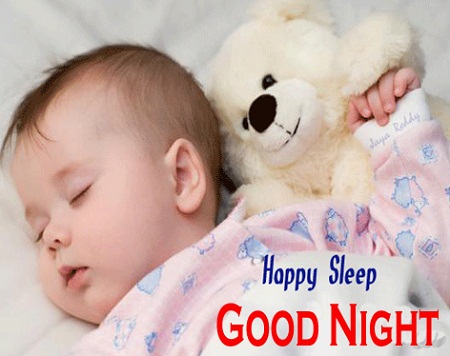 Sweet Good Night Baby Images with Teddy Bear