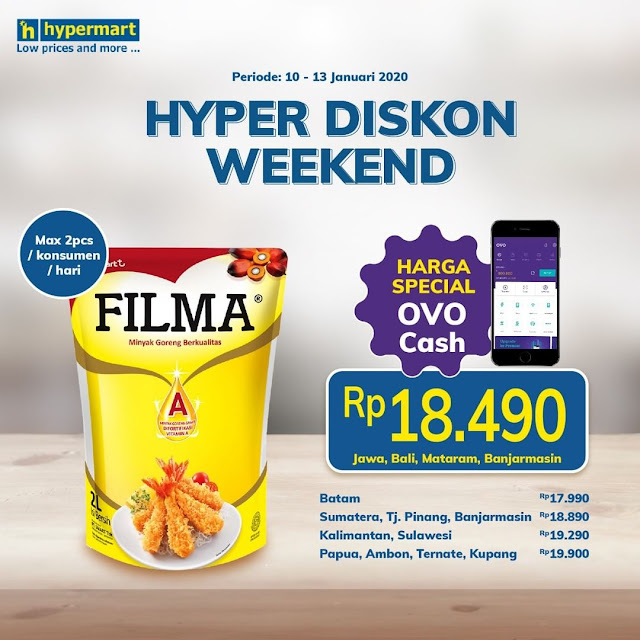 #HYpermart - #Promo Hyper Diskon Weekend Minyak Filma 2Lt Pakai OVO Cash (s.d 13 Jan 2020)