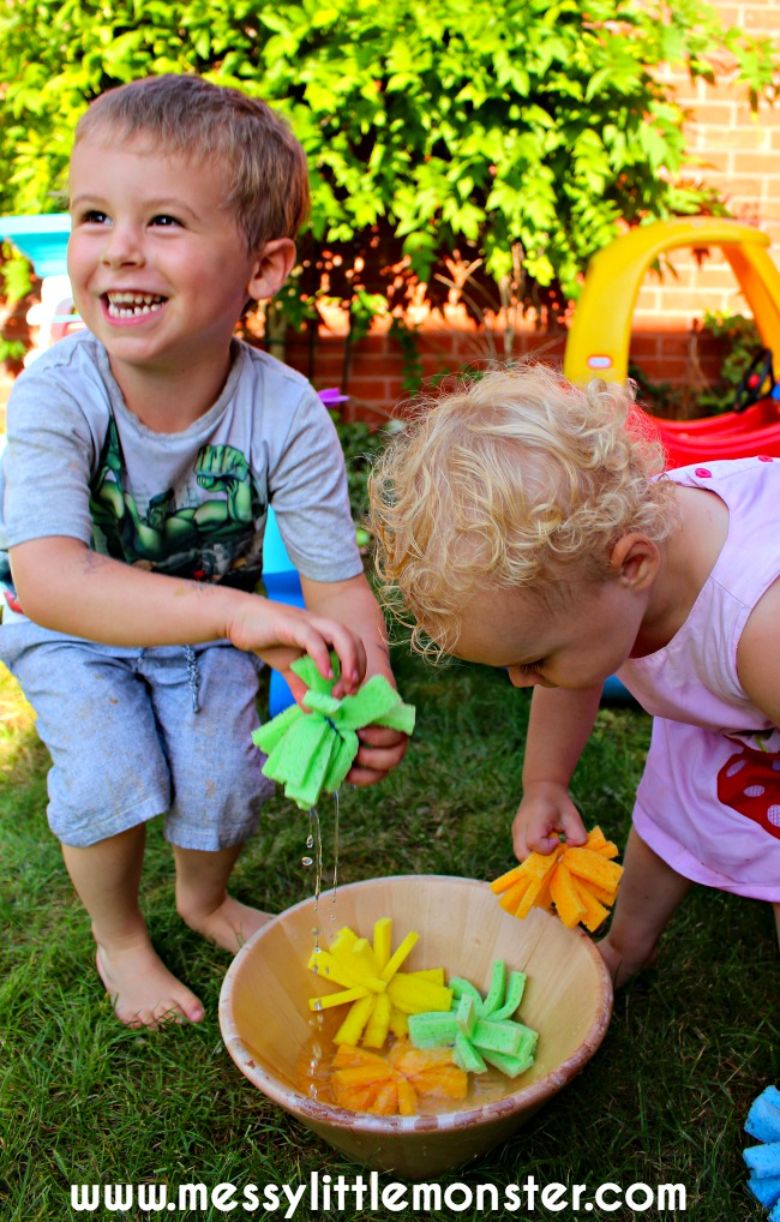 sponge water bombs - water play idea