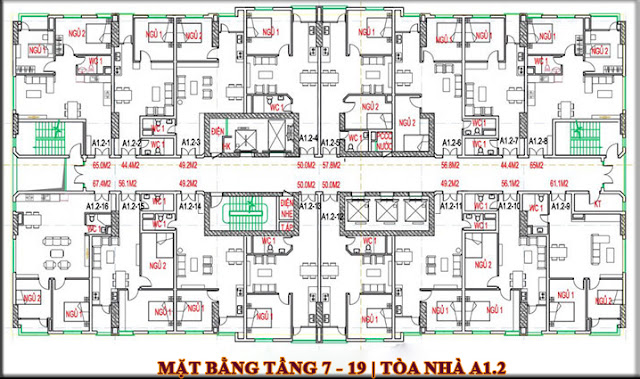 Từ tầng 7 - 19 có 16 căn hộ/sàn.