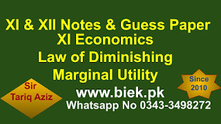 XI Economics Law of Diminishing Marginal Utility www.biek.pk