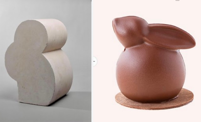 Brancusi bunny-shaped sculpture & chocolate bunny