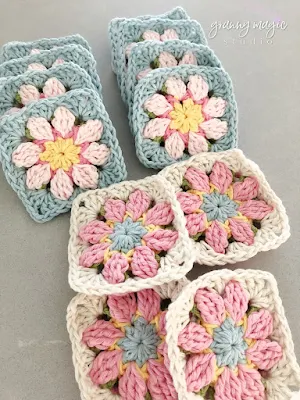 Round 27 requires making 20 floral squares.