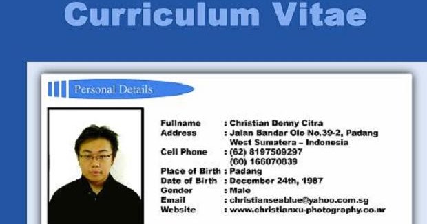 Contoh CV Curriculum Vitae Terbaik - Lengkap ~ Cara Tikus