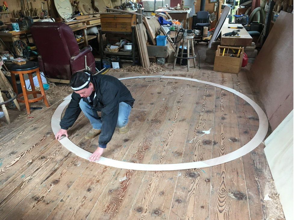 TEMOSEṈ laying out part of the framing for the Untitled ṮEṮÁĆES map