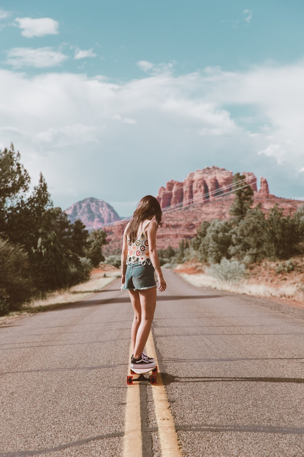 Shelly Stuckman, ArizonaGirl.com, Exodus Longboard Co, longboards, skateboards, longboarding, skateboarding, Sedona, Sedona Red Rocks, Vans