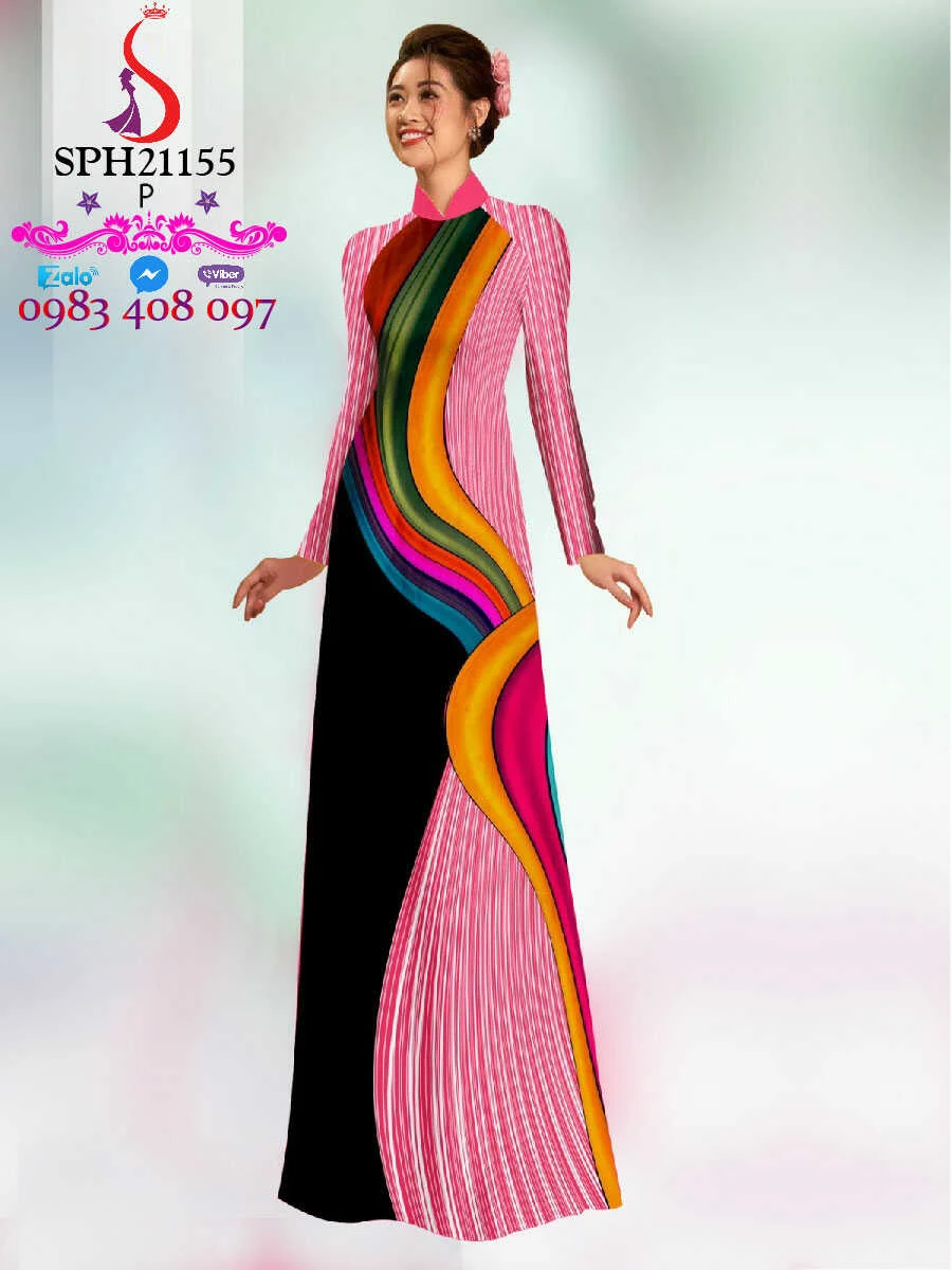 Vô cùng thời trang, Cực kì xinh với deisgn áo dài 3d đẹp ST138155