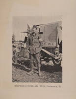 A photograph of Howard Buchard Lines in uniform, standing in front of an ambulance car.