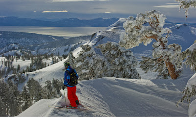 Squaw Valley, CA on a Snowy Day - Lake Tahoe in the Background