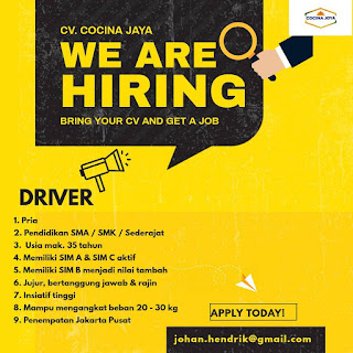 WE ARE HIRING CV.COCINA JAYA