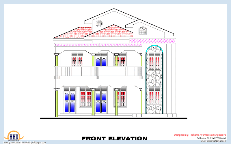 Bedroom home plan and elevation title=