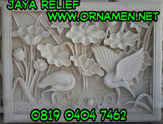 Relief,Relief Lotus dan Angsa,Batu Alam,Batu Putih,