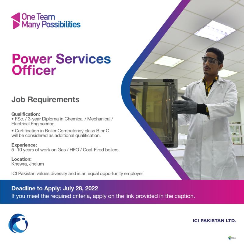 ICI Pakistan Limited Jobs For Power Services Officer