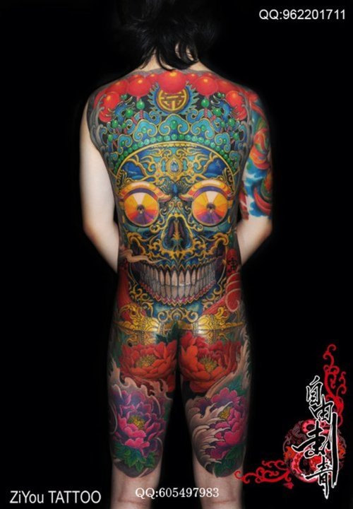 skull tattoo on back. Back Tattoos As Fashion