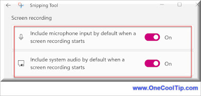 Snipping Tool - Audio Settings