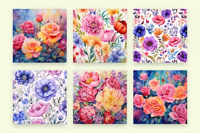 Watercolor flower background bundle free download