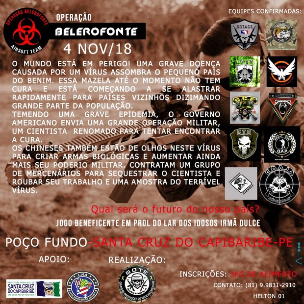 Jogo de Airsoft será realizado em prol do Lar do Idoso Irmã Dulce